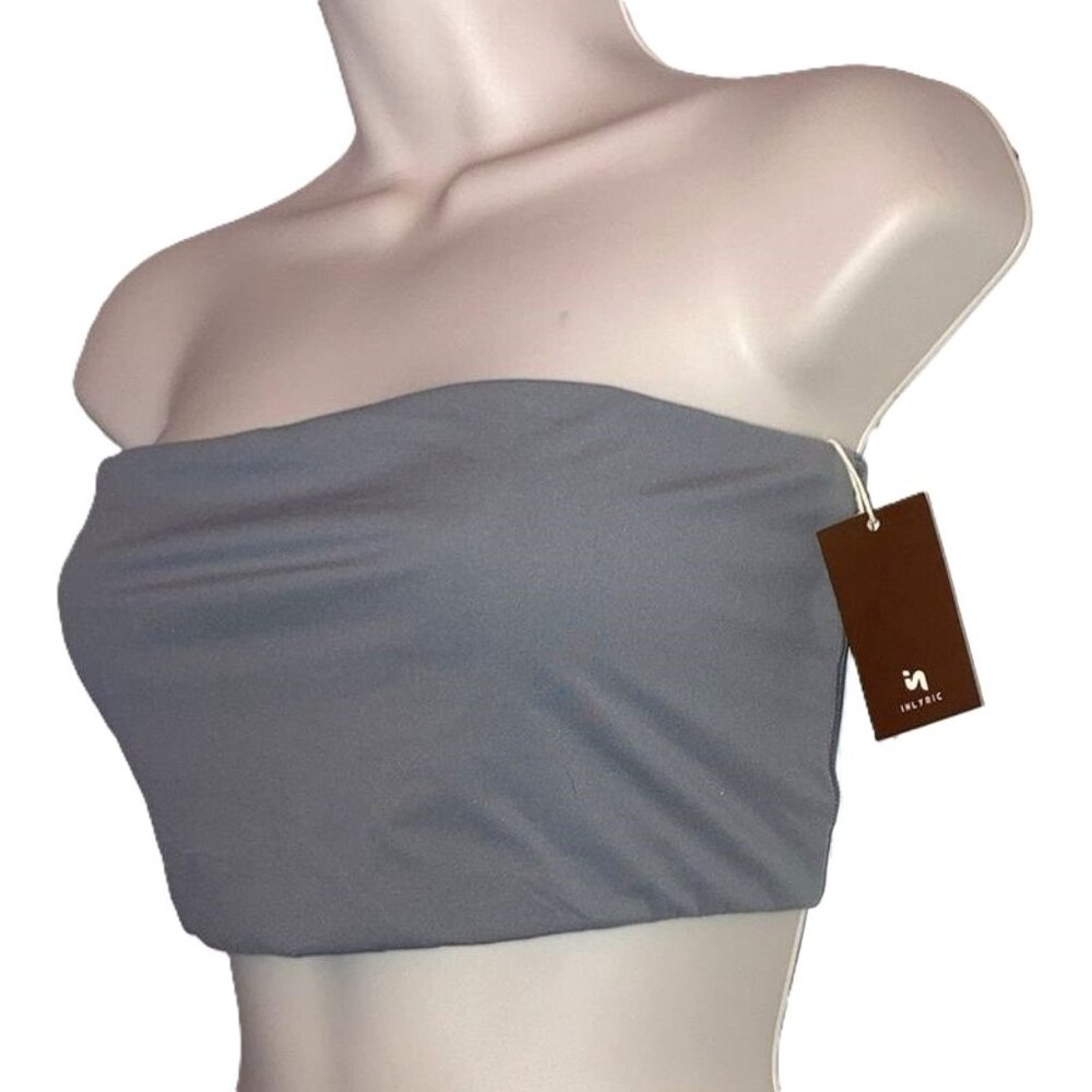 BANDEAU TUBETOP Strapless Bralette Bra Tube Top Gray Grey Womens Large NEW